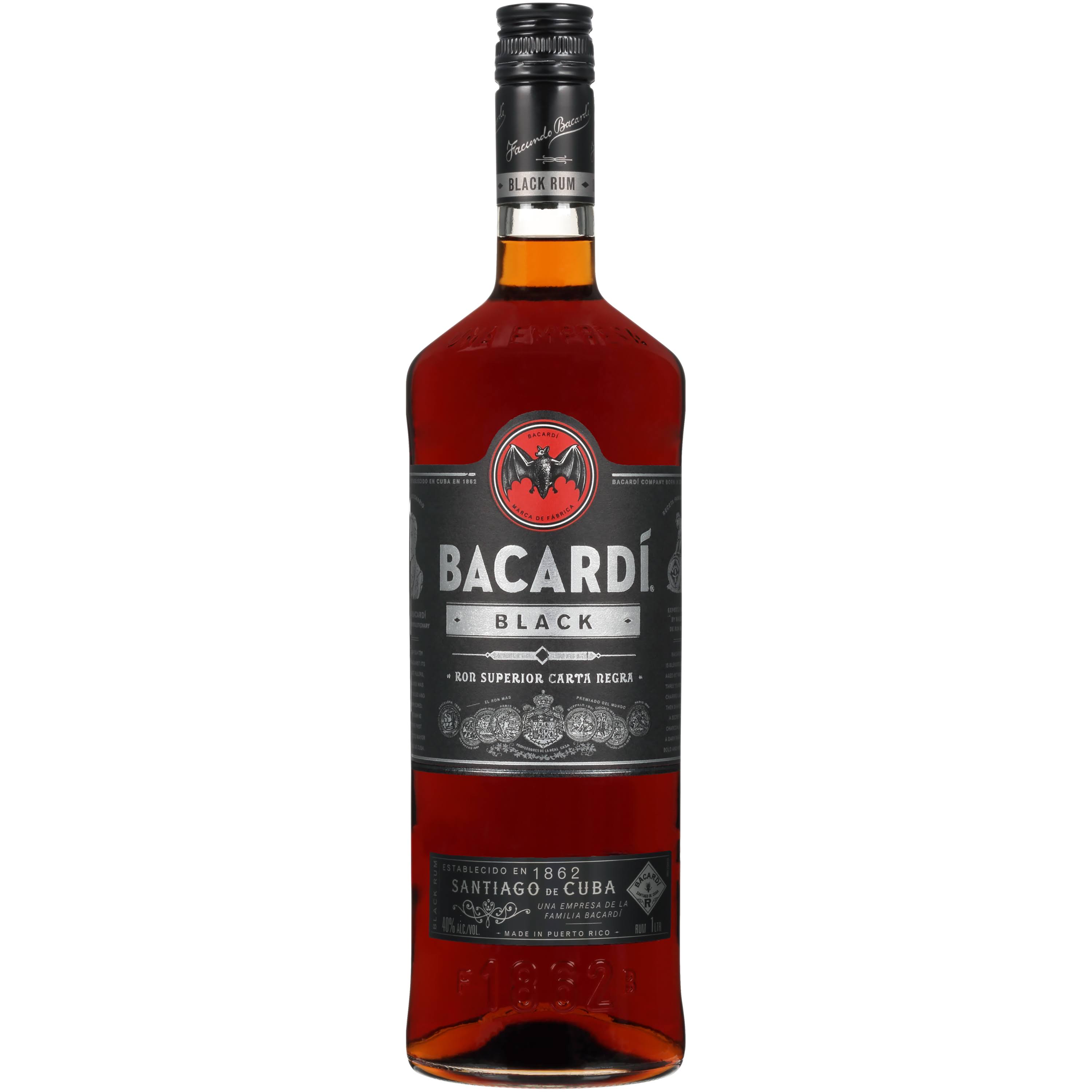 Bacardi Rum, Black - 1 ltr