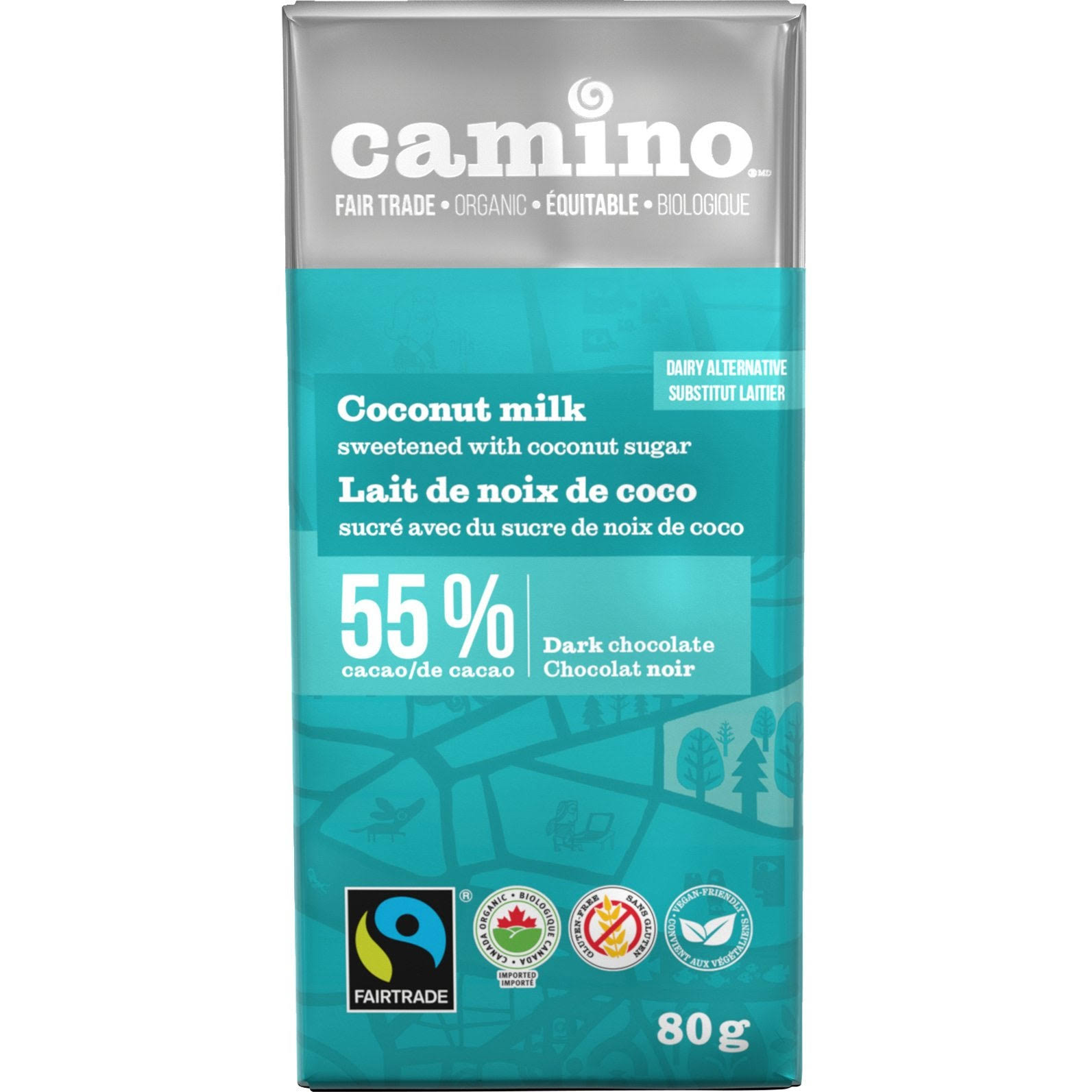 Camino Coconut Milk 55% Dark Chocolate Bar (80g)