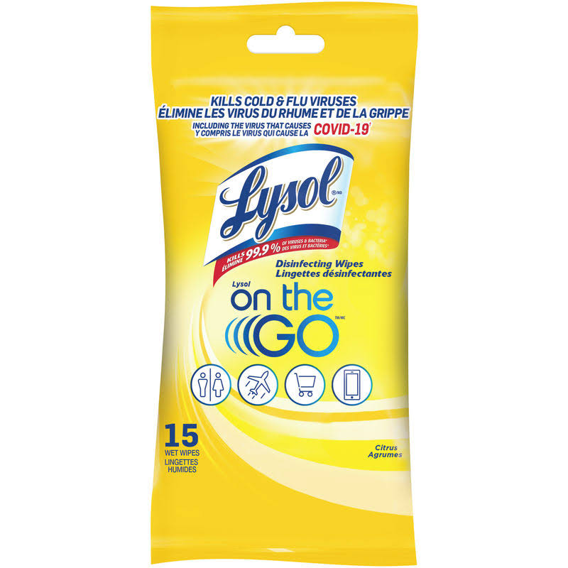 Lysol On-The-Go Disinfecting Wipes - 15 Pack