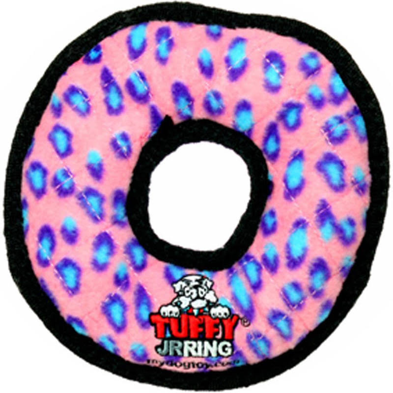 Tuffy's Pet Products Junior Ring Dog Toy - Pink Leopard