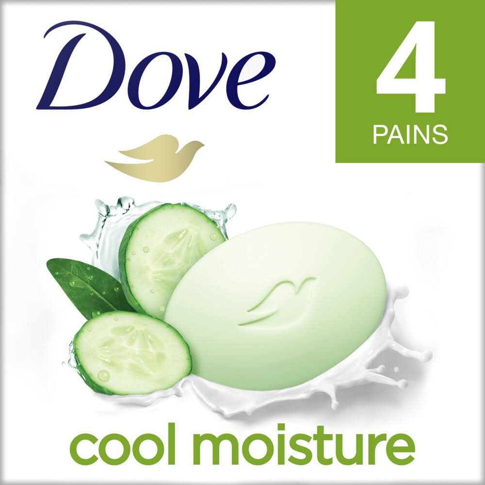 Dove Go Fresh Cool Moisture Beauty Bar with Cucumber & Green Tea Scent - 4 x 4 oz