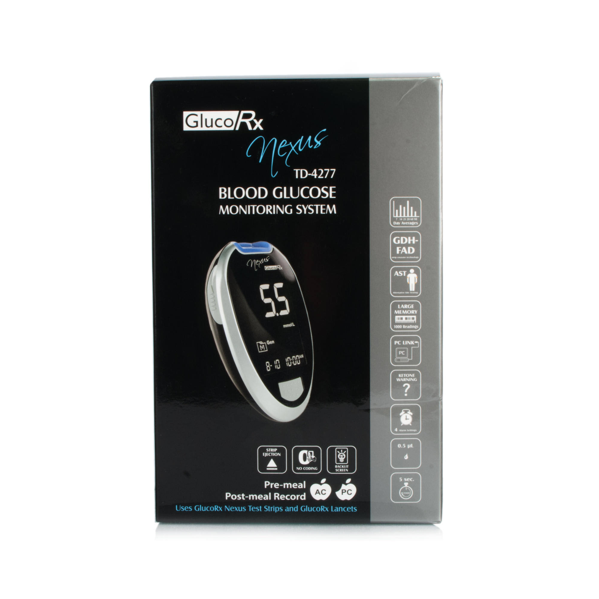 GlucoRx Nexus Blood Glucose Monitoring System Kit