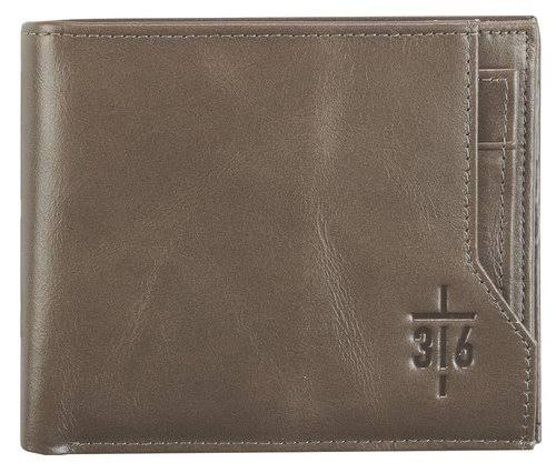 Men's Genuine Leather Wallet: John 3:16 Cross, Brown