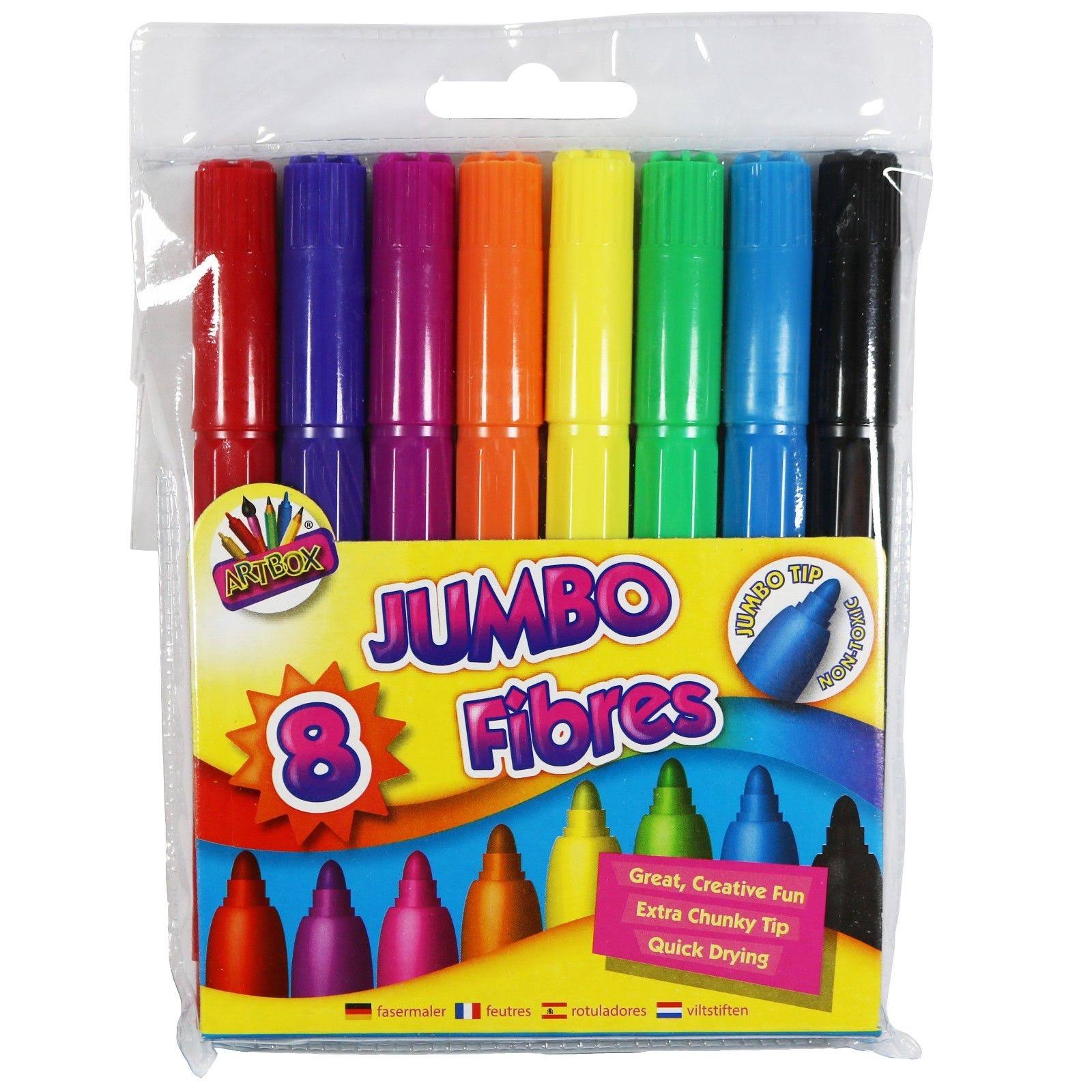 Jumbo Fibre Color Marker Pens - 8pk
