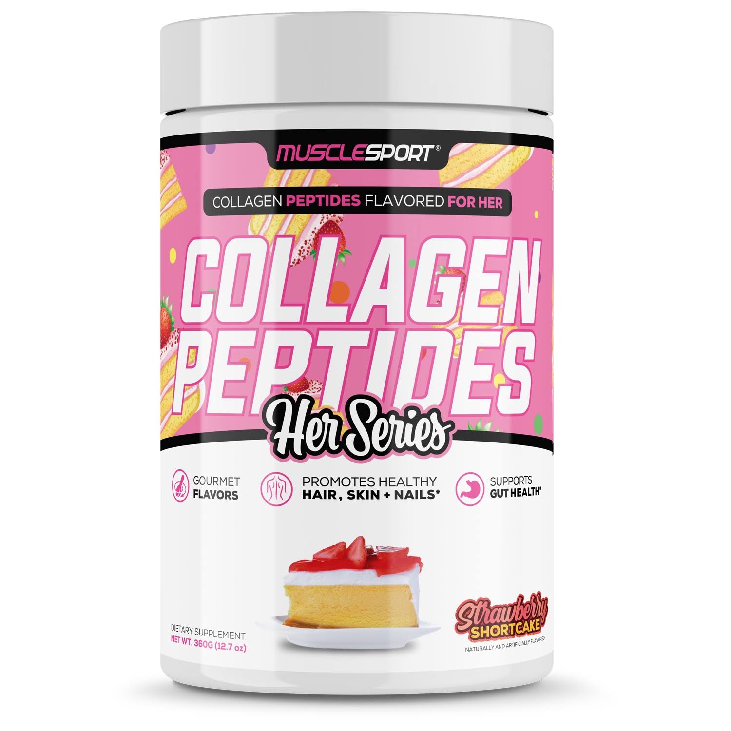 Musclesport Collagen Peptides Her Series Strawberry Shortcake 360g 30 Servings | by NetNutri