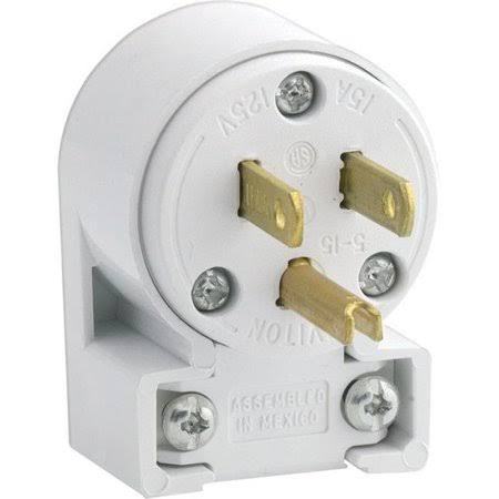 Cooper Wiring 515an-000 Leviton Commercial Pvc Polarized Angle Plug 5-15p 18-12 Awg 2 Pole 3 Wire White Cooper Wiring Devices Multicolor