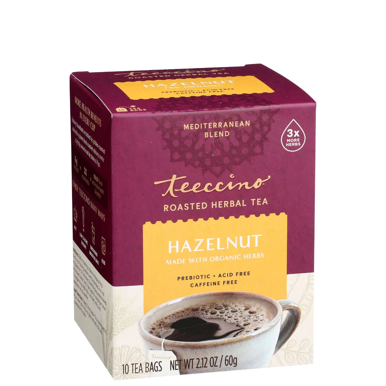 Teeccino Caffeine-Free Herbal Coffee - Hazelnut, 10 Bags