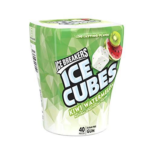 Ice Breakers Ice Cubes Sugar Gum - Kiwi Watermelon, 40 Pieces