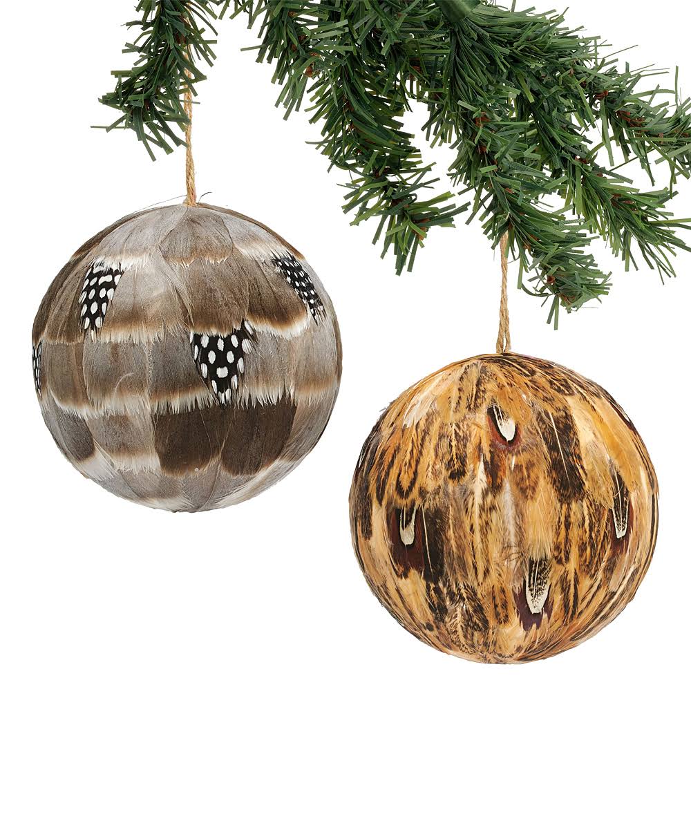 Enesco Ornament Feather Ball Ornaments - Set of 12 One-Size