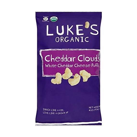 Lukes Organic Cheese Puffs, White Cheddar - 4 oz