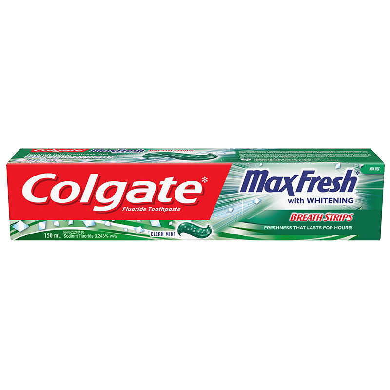 Colgate Max Fresh Toothpaste with Mini Breath Strips Clean Mint 150 mL