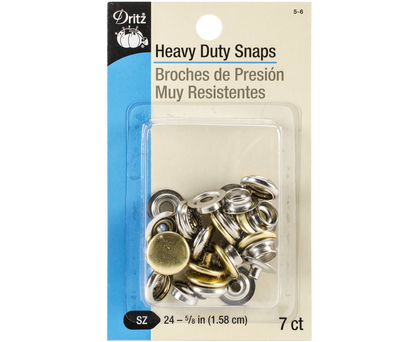 Dritz Heavy Duty Snaps - Brass, Size 24, 7pc