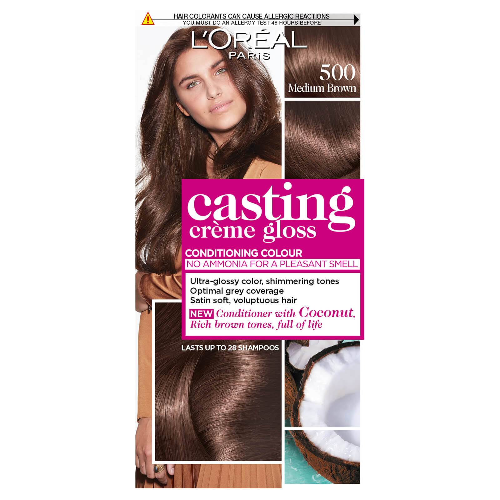 L'Oreal Casting Creme Gloss Semi Permanent Hair Dye - 500 Medium Brown