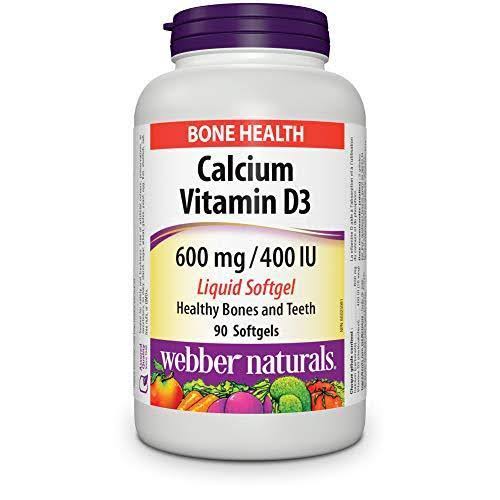 Webber Naturals Calcium With Vitamin D3 - 600mg/400iU, 90 Softgels