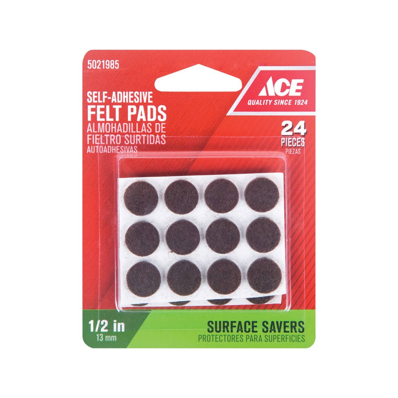 Ace Surface Savers Round Self-Adhesive Felt Pads, 0.5" - 24 count