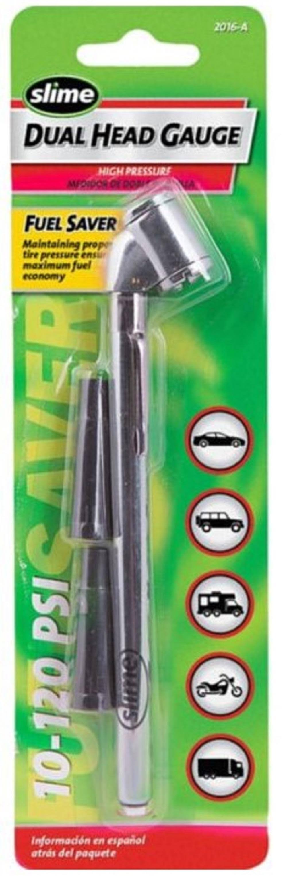 Slime 2016-A Dual Head Pencil Tire Gauge - 10 to 120 PSI with Bonus Valve Extensions