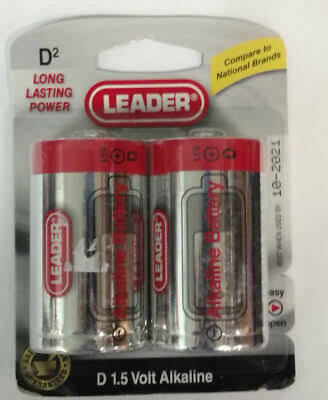Leader Alkaline Battery - D, 2pk
