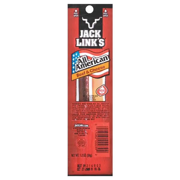 Jack Link's Jerky and Meat Snacks - Beef and Cheese, 1.60oz
