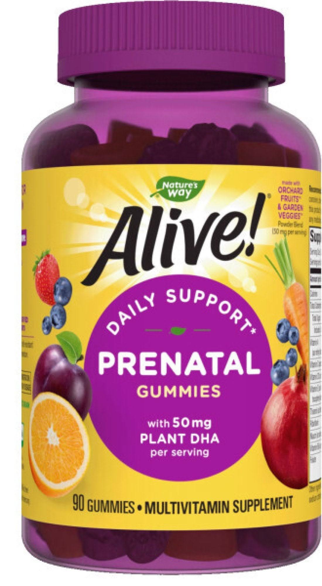 Nature's Way Prenatal Gummies Plant DHA Supplement - Strawberry Lemon Flavored, 90 Count