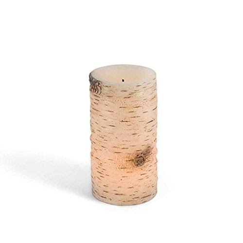 Gerson 43854 Birch Texture Straight Edge LED Wax Pillar Candle Light - 3"x6", with Timer, Battery Operated