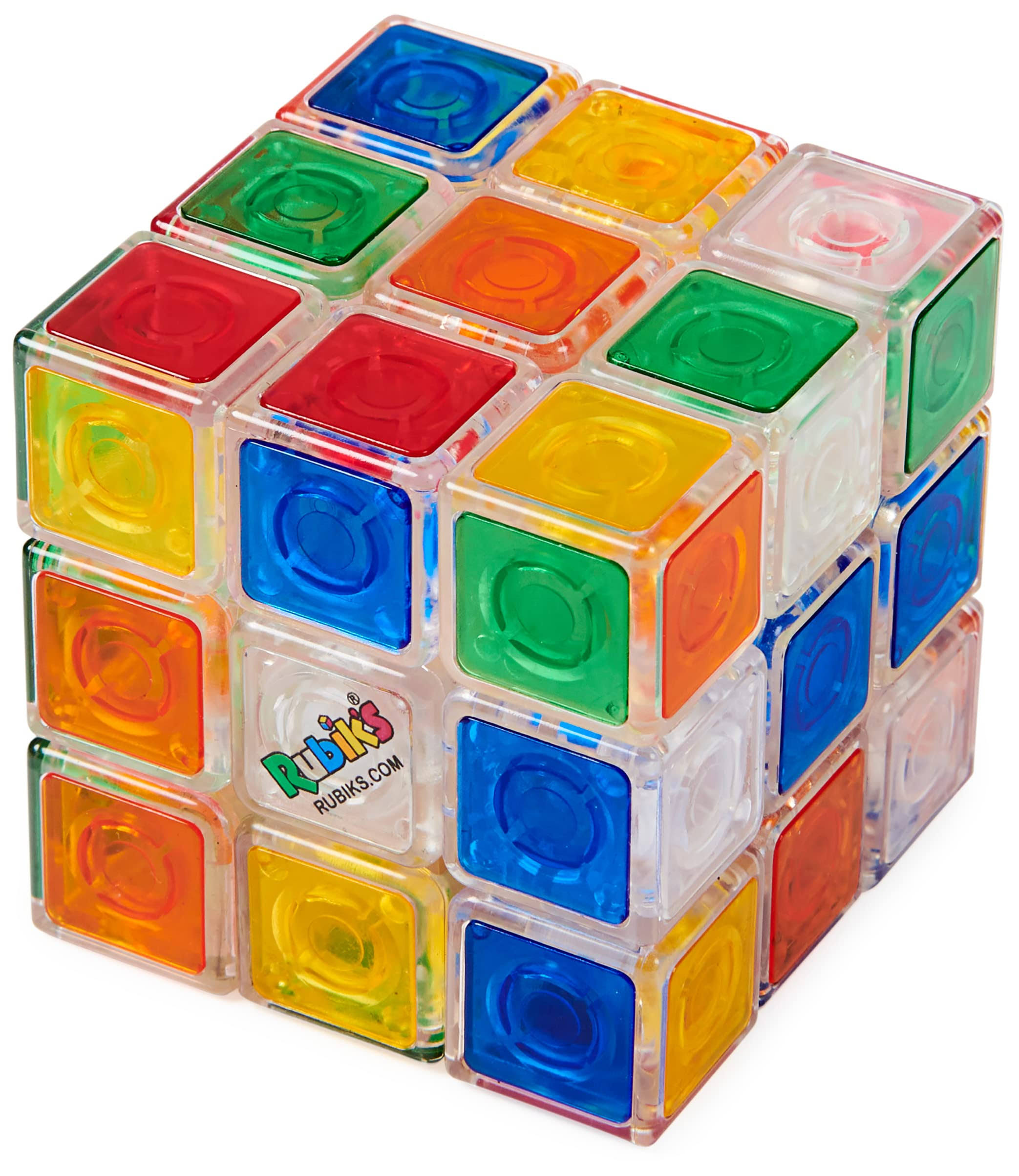 Rubik’s Crystal, New Transparent 3x3 Cube Classic Color-matching Problem-solving Brain Teaser Puzzle Game Toy, For Kids and Adults Aged 8 and Up
