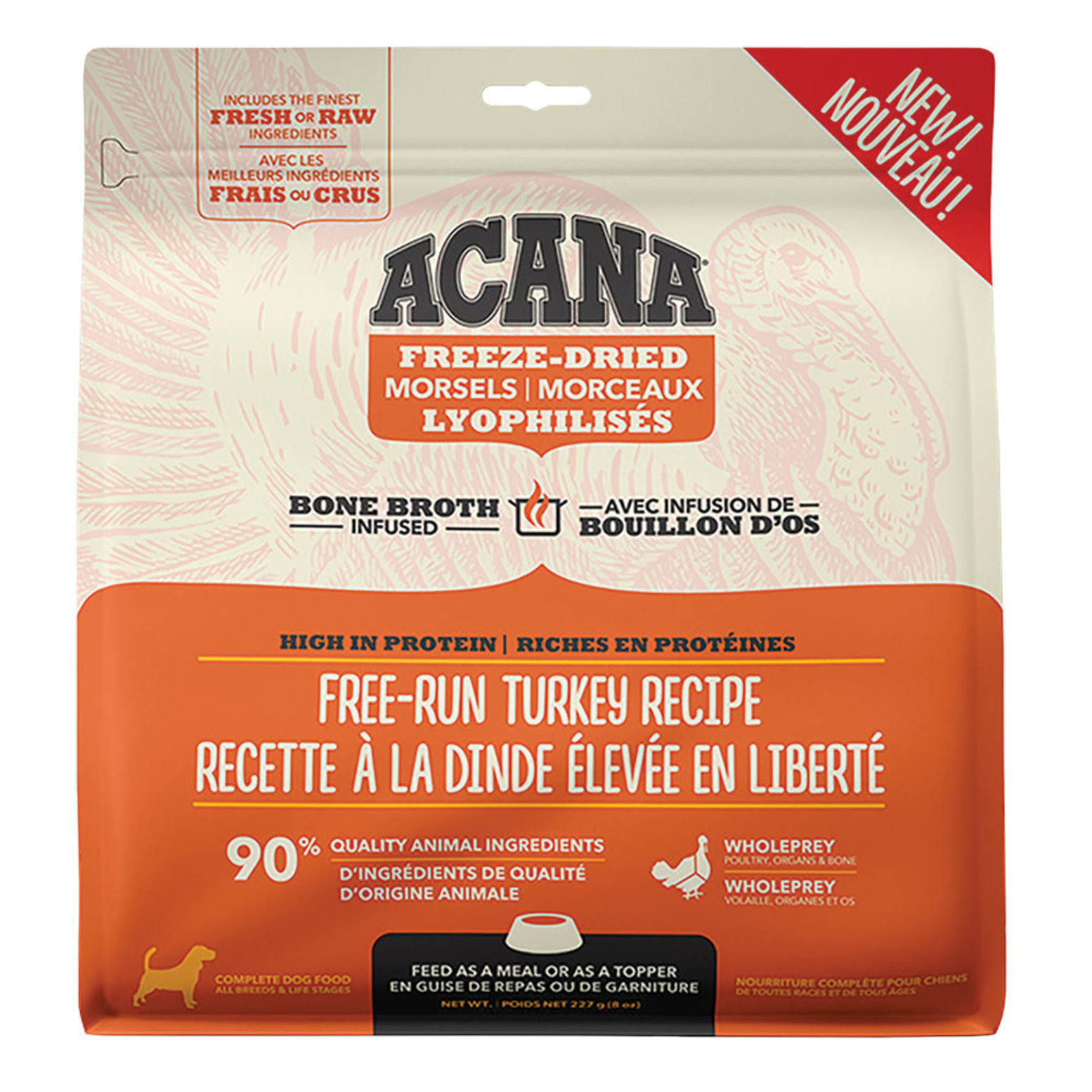 Acana Freeze Dried Dog Food Turkey Morsels 227G