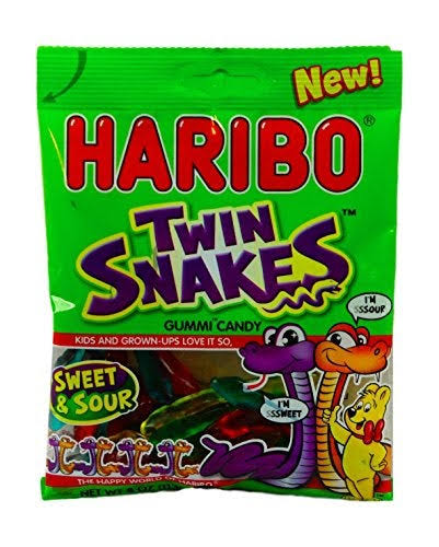 Haribo Twin Snakes Sweet & Sour Gummy Candy - 4oz