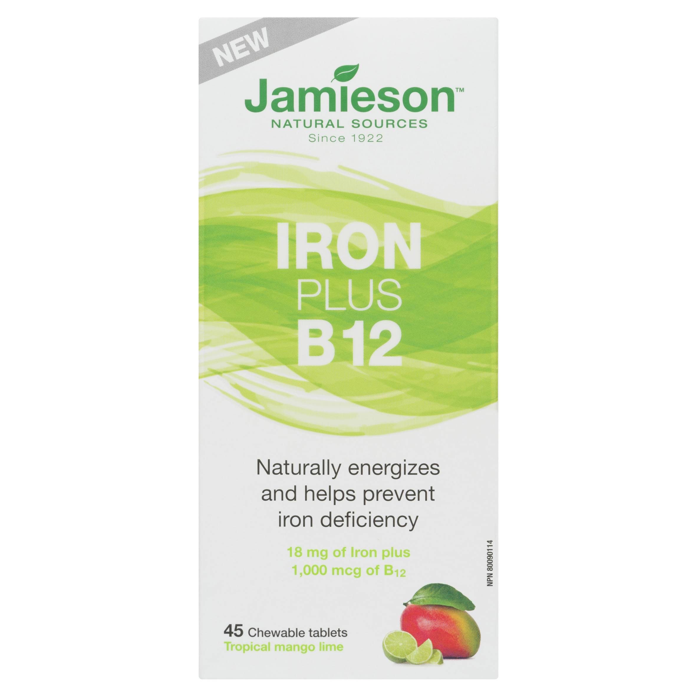 Jamieson Iron + Vitamin B12, 45 chewable tabs