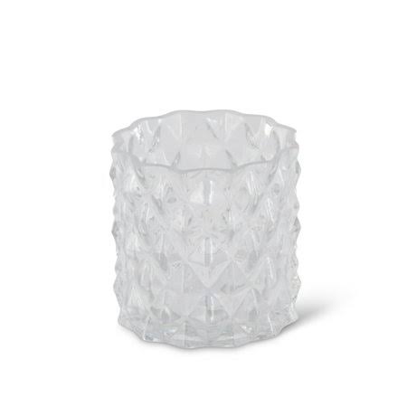 4.25 inch Diamond Cut Glass Vase, Clear