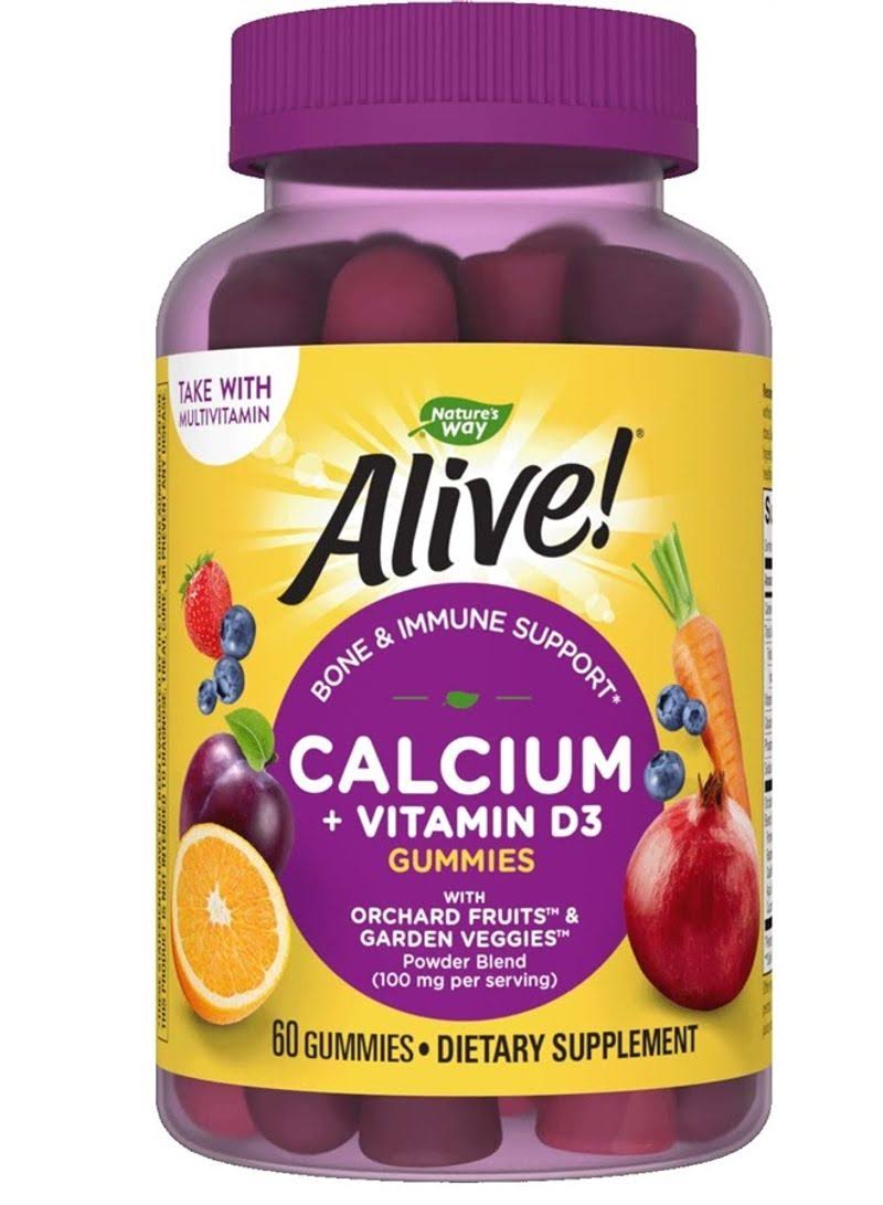 Nature's Way Alive! Calcium Plus Vitamin D3 Gummies Supplement - 60 Gummies
