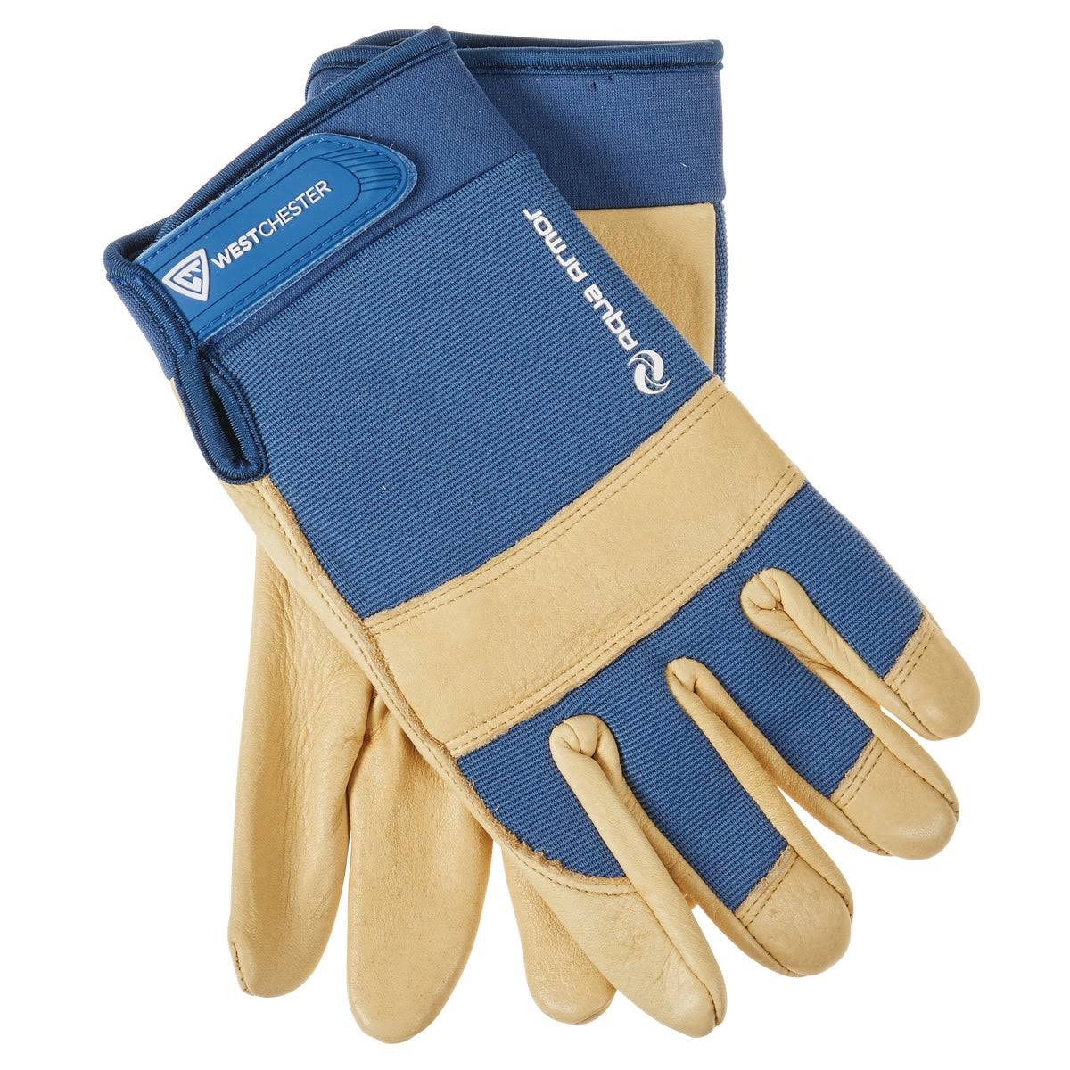 Boss Job Master Aqua Armor Men's XL Blue & Tan Leather Work Glove