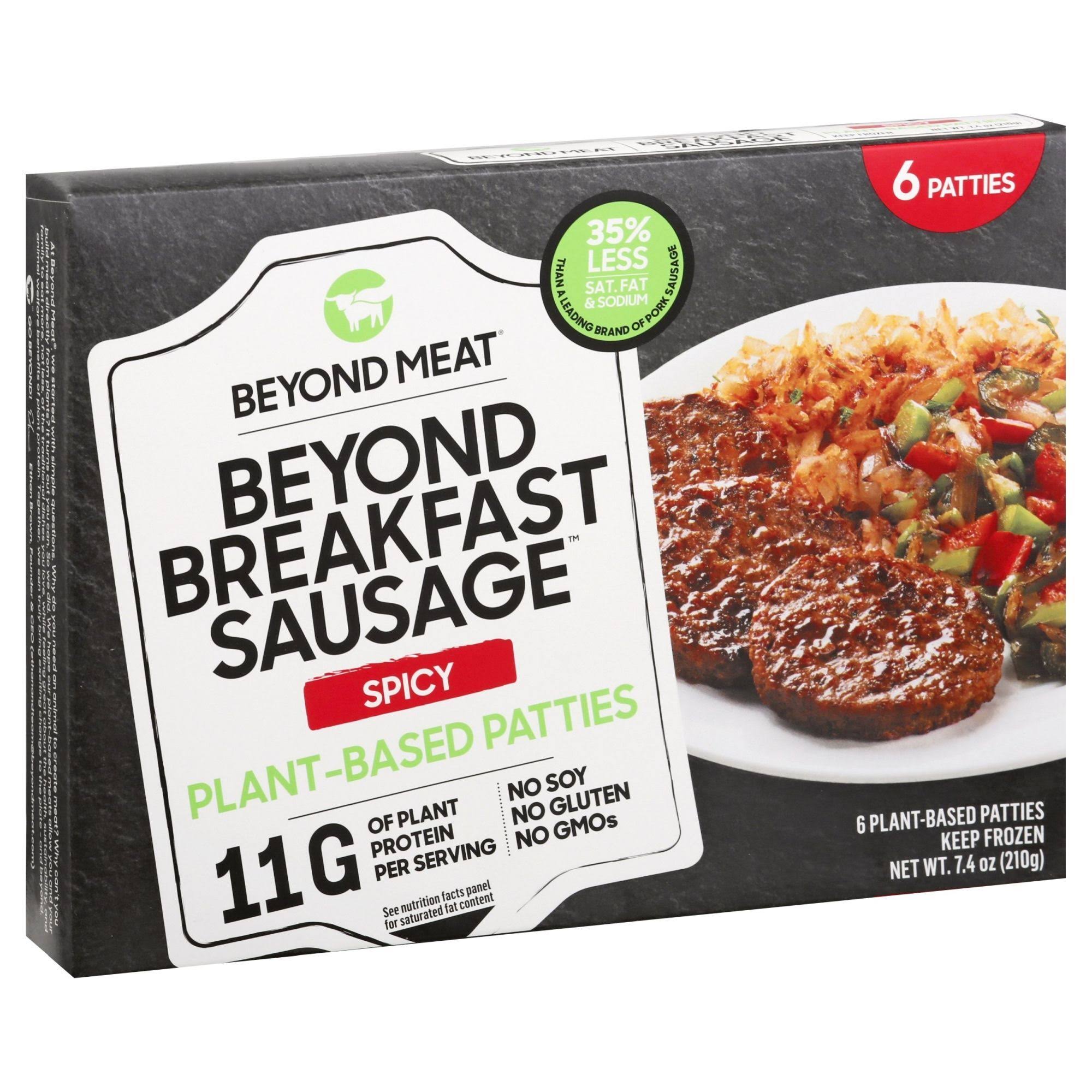 Beyond Meat Beyond Breakfast Sausage Patties, Plant-Based, Spicy - 6 patties, 7.4 oz