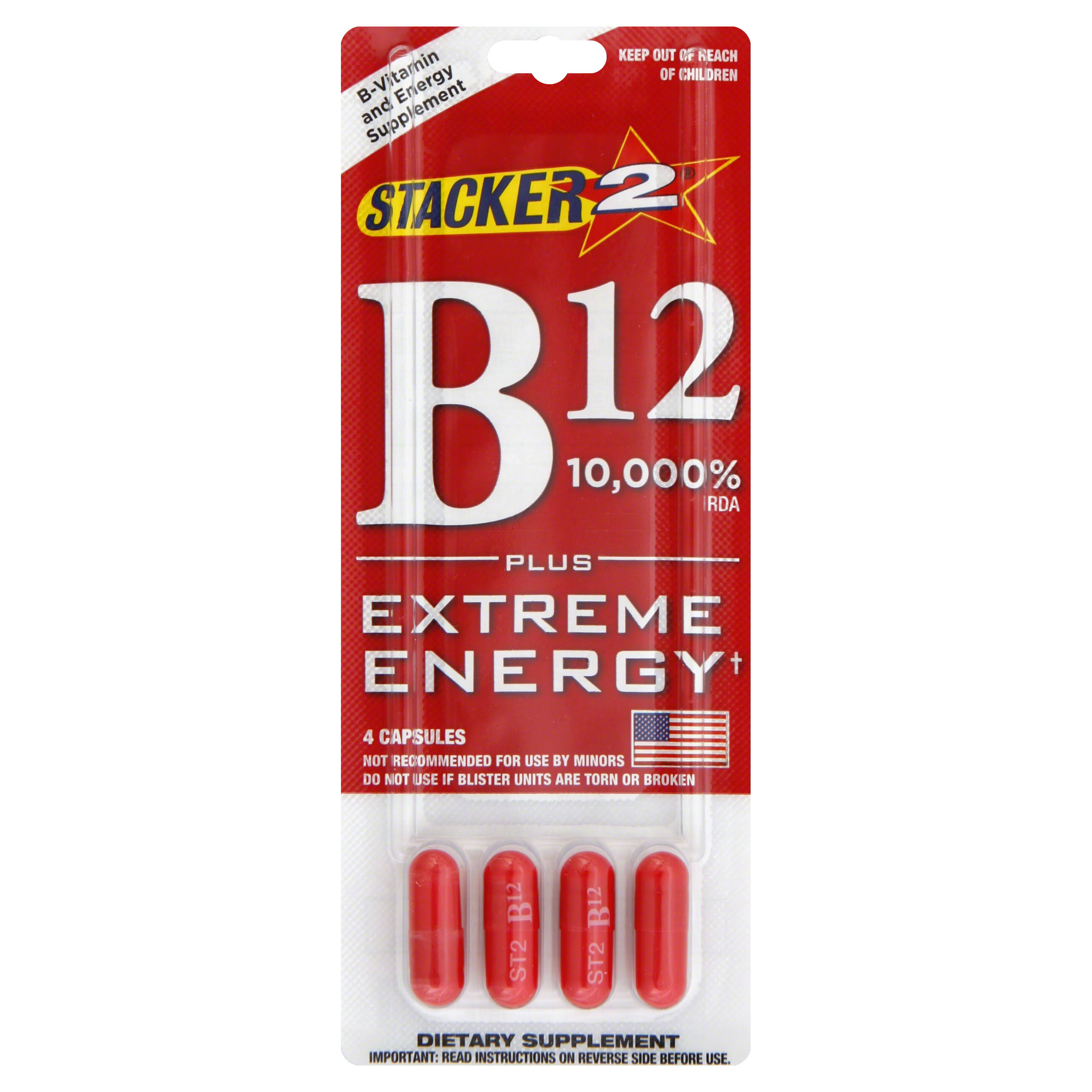 Stacker 2 B12, Plus Extreme Energy, Capsules - 4 capsules