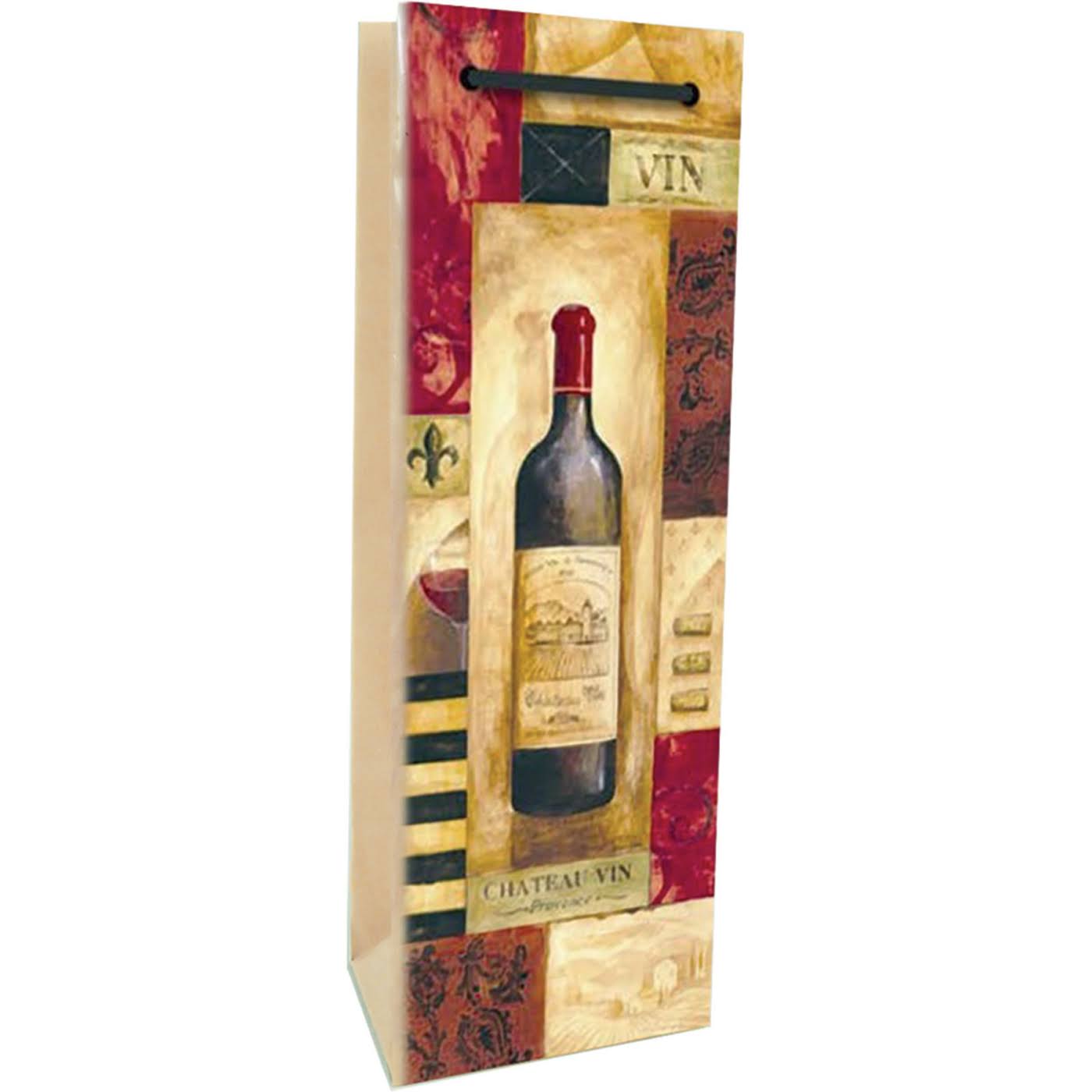 Bella Vita BVP1VIN Printed Paper Single Wine Bag - Vin