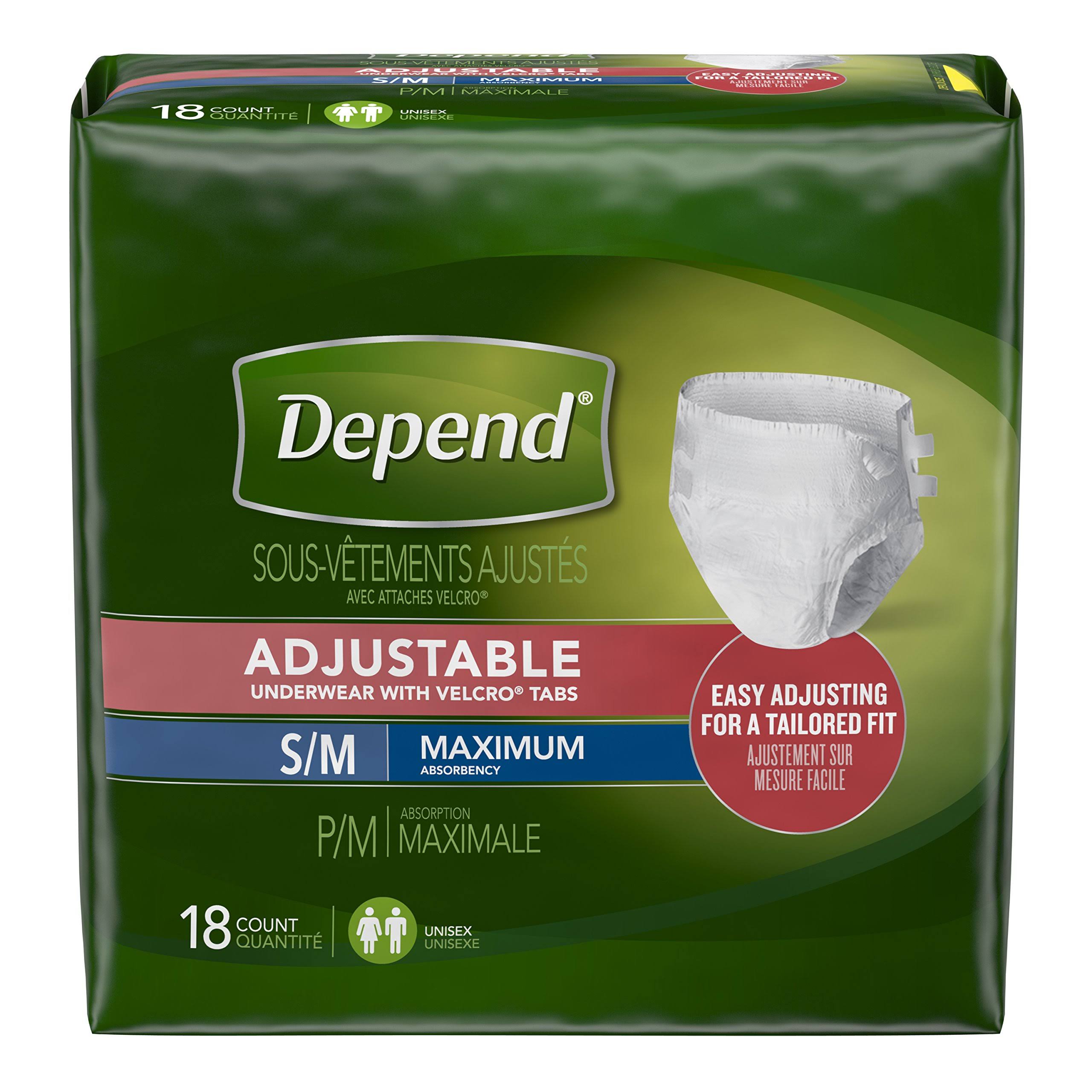 Depend Adjustable Underwear - Small-Medium, 18ct