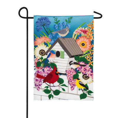 Evergreen Enterprises, Inc. Song Bird Floral 2-Sided Linen 18 x 13 in. Garden Flag