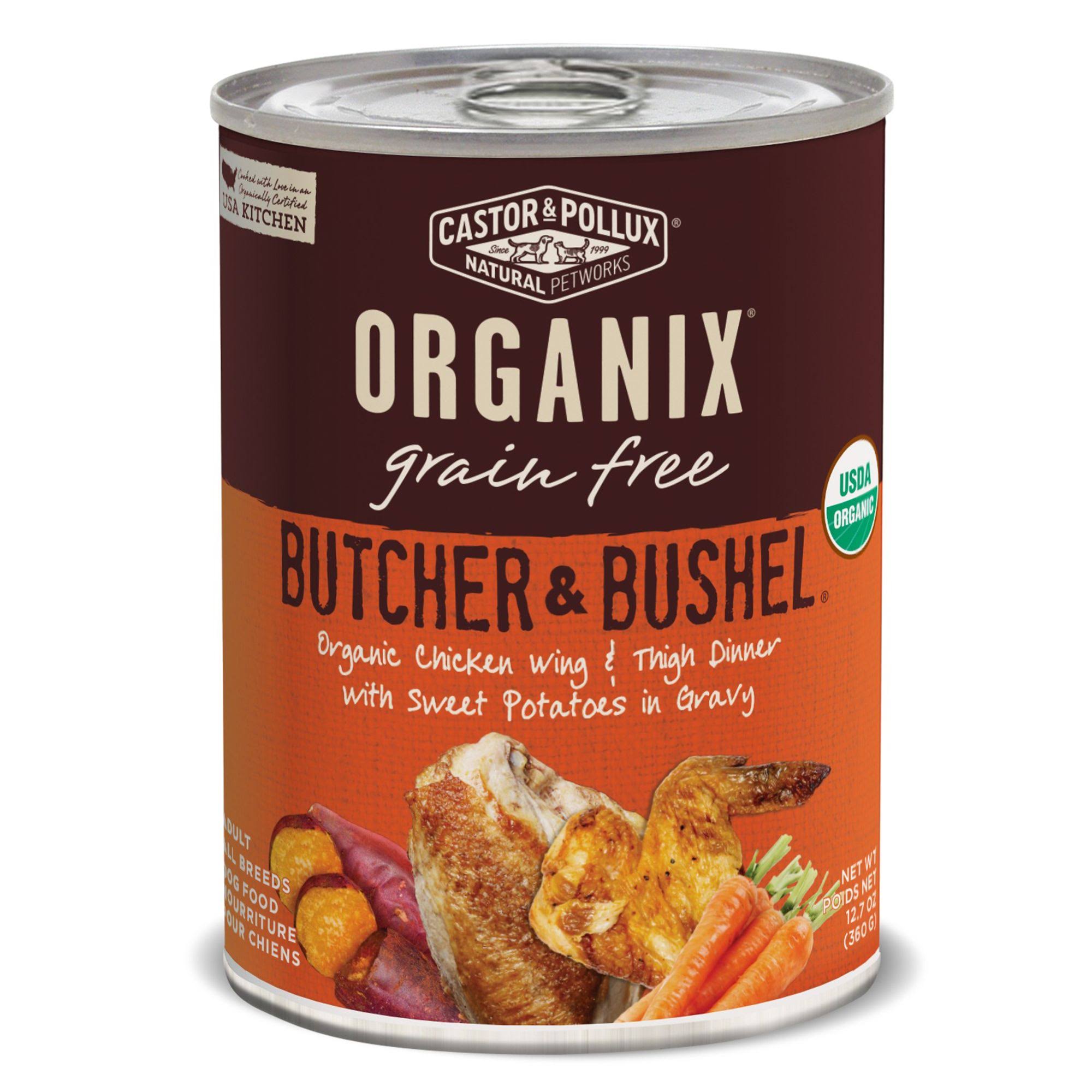 Castor and Pollux Organix Butcher and Bushel Dog Food - Organic Chicken Wing and Thigh Dinner with Sweet Potatoes in Gravy, 12.7oz