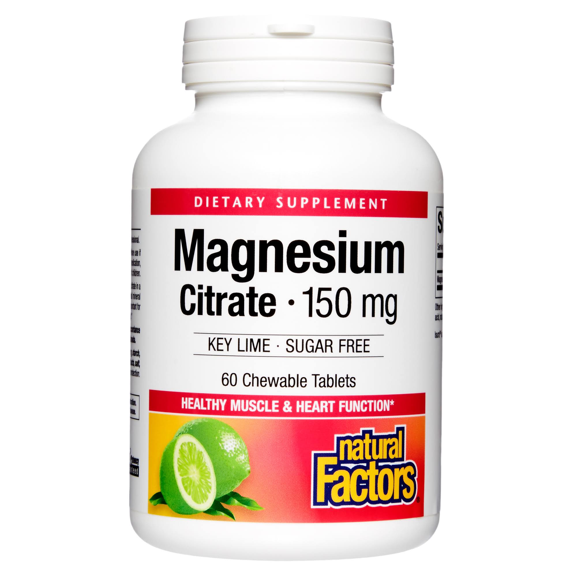 Natural Factors Magnesium Citrate 150mg Key Lime 60 Chewable Tablets