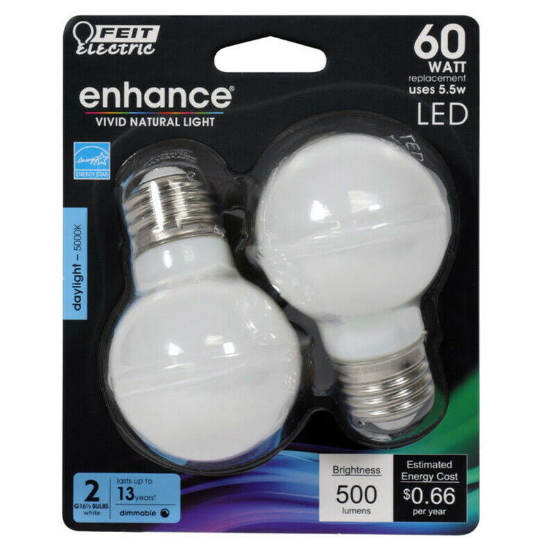 FEIT Electric Enhance 55 watts G165 Filament LED Bulb 500 lumens Daylight