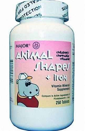 Major Animal Shapes With Iron Children's Chewable Vitamins - 100 Tablets