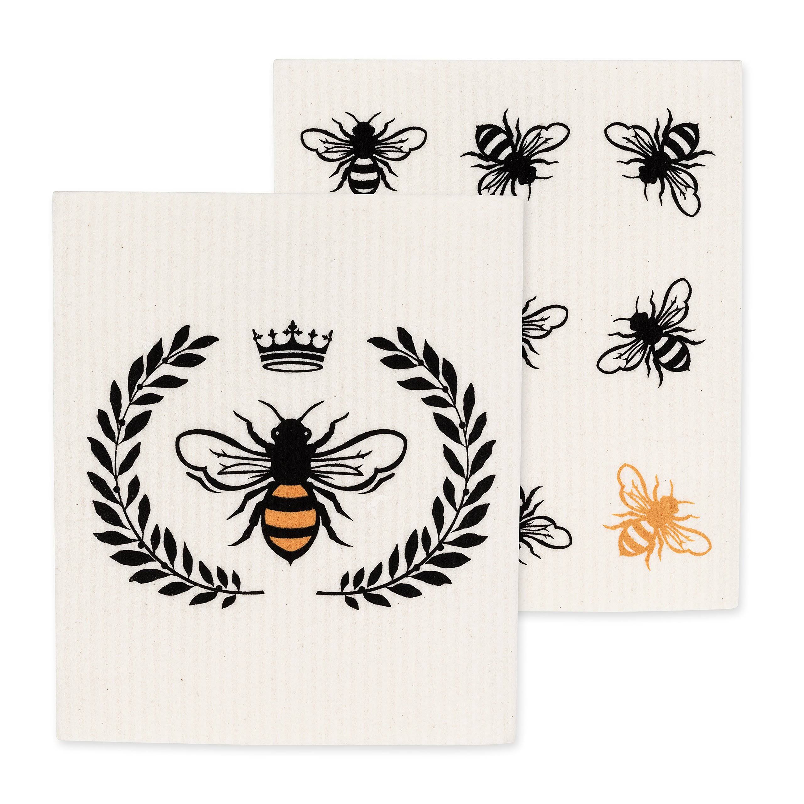Abbott COLLECTIONS AB-84-ASD-AB-11 6.5 x 8 in. Bee Dishcloths, Ivory & Black - Set of 2