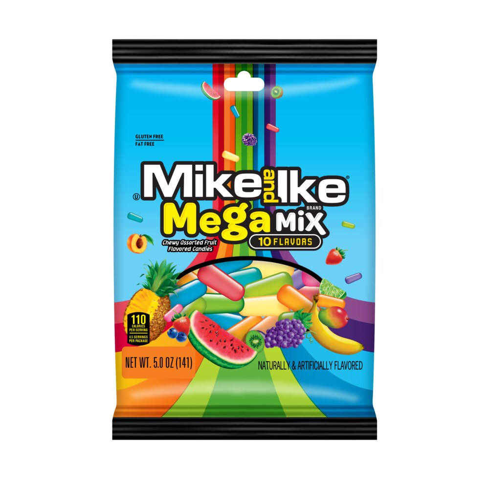 Mike and Ike Peg Bag Mega Mix Assorted Fruit Candy - 5 oz