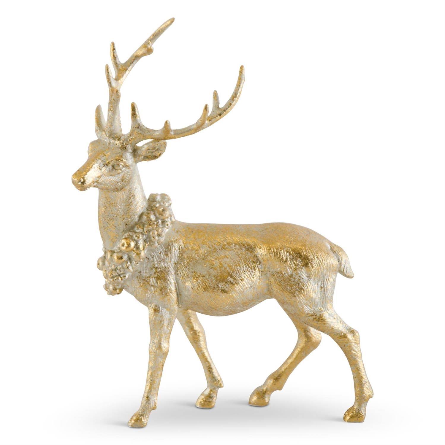 K&K Interiors Gold 8.5 inch Antique Resin Deer Facing Left