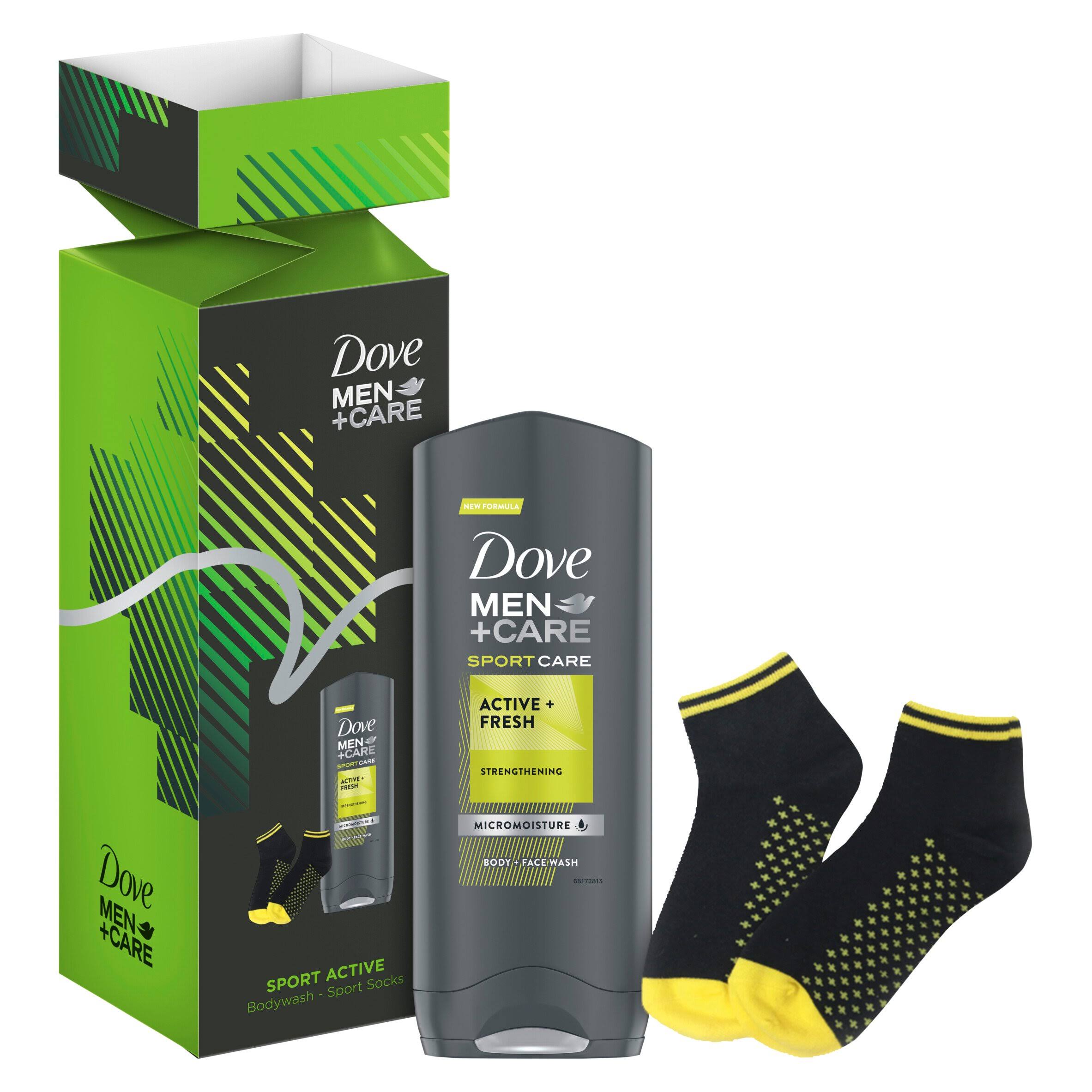 Dove Men+Care Sport Care Active Fresh Body Wash & Sport Socks Gift Set for Men