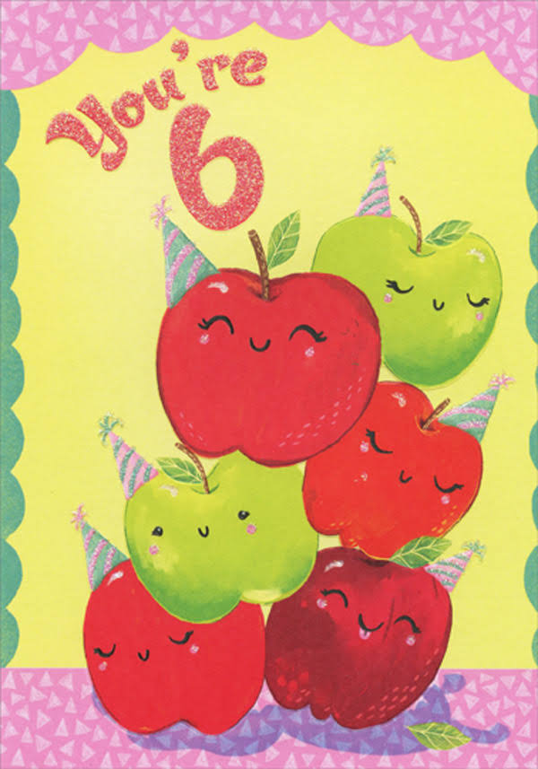 Designer Greetings Six Apples Age 6 / 6th Birthday Card for Girl | Party Decorations & Supplies