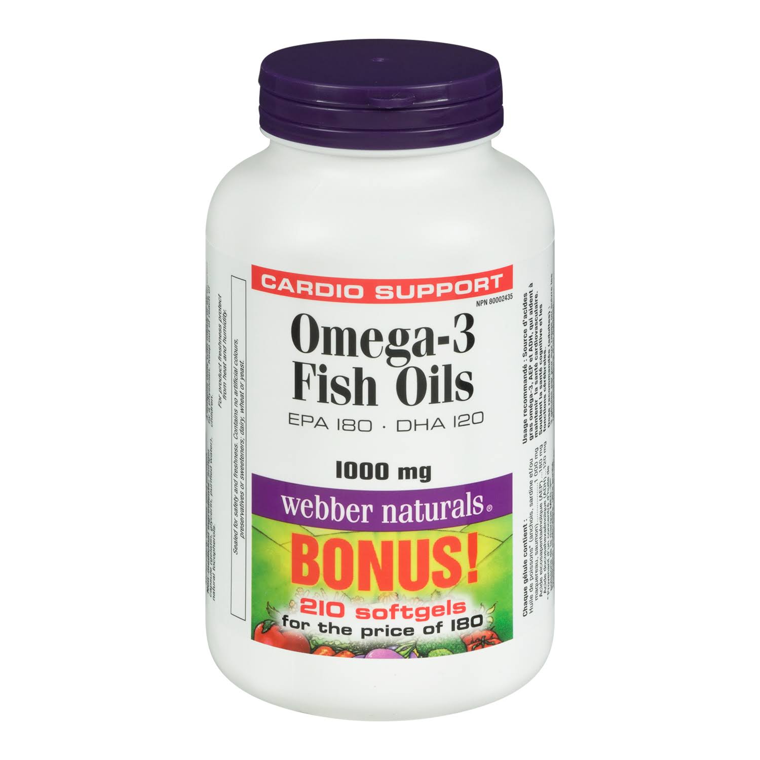 Webber Naturals Omega-3 Fish Oils 300 Mg Epa/Dha, 1000 Mg Softgels
