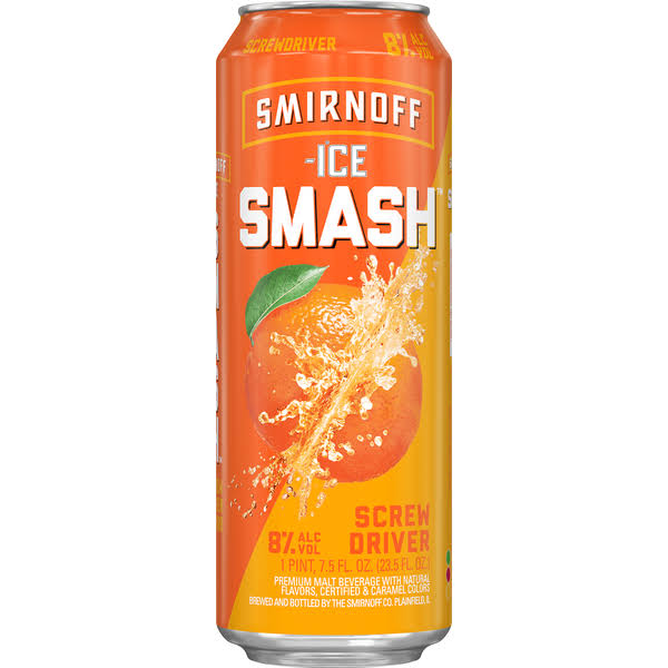Smirnoff Ice Smash Malt Beverage, Screwdriver, Smash, Ice - 1 pint 7.5 fl oz (23.5 fl oz)