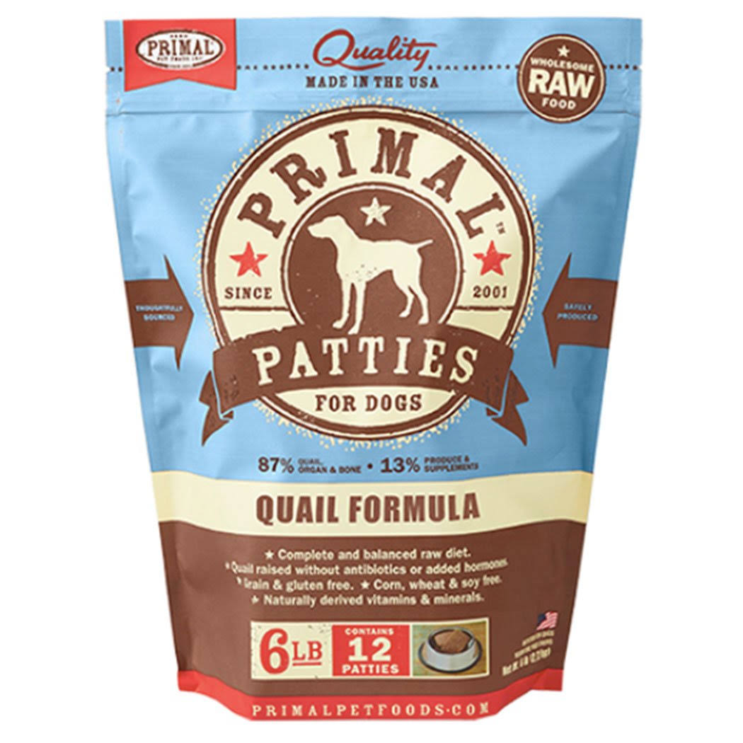 Primal Raw Quail Frozen Dog Food Patties - 6 lb.