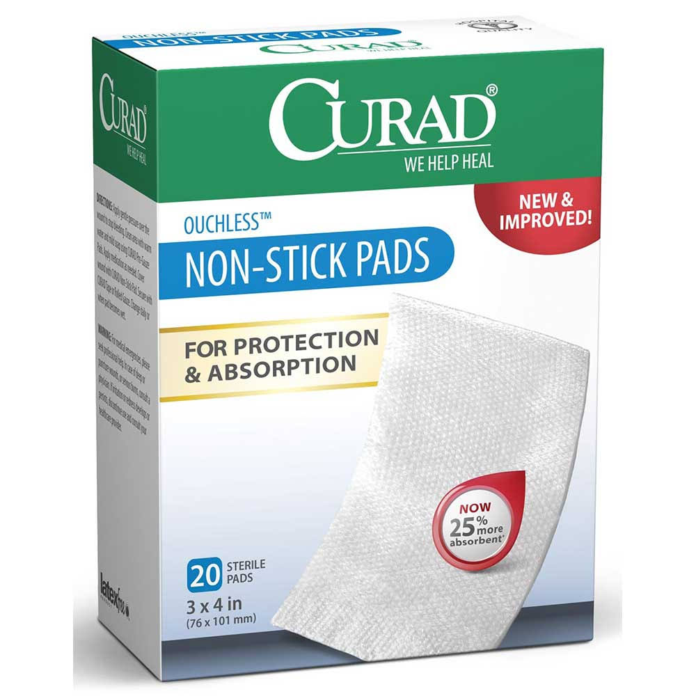 Curad Non-Stick Pads With Adhesive Tabs - 10 Sterile Pads