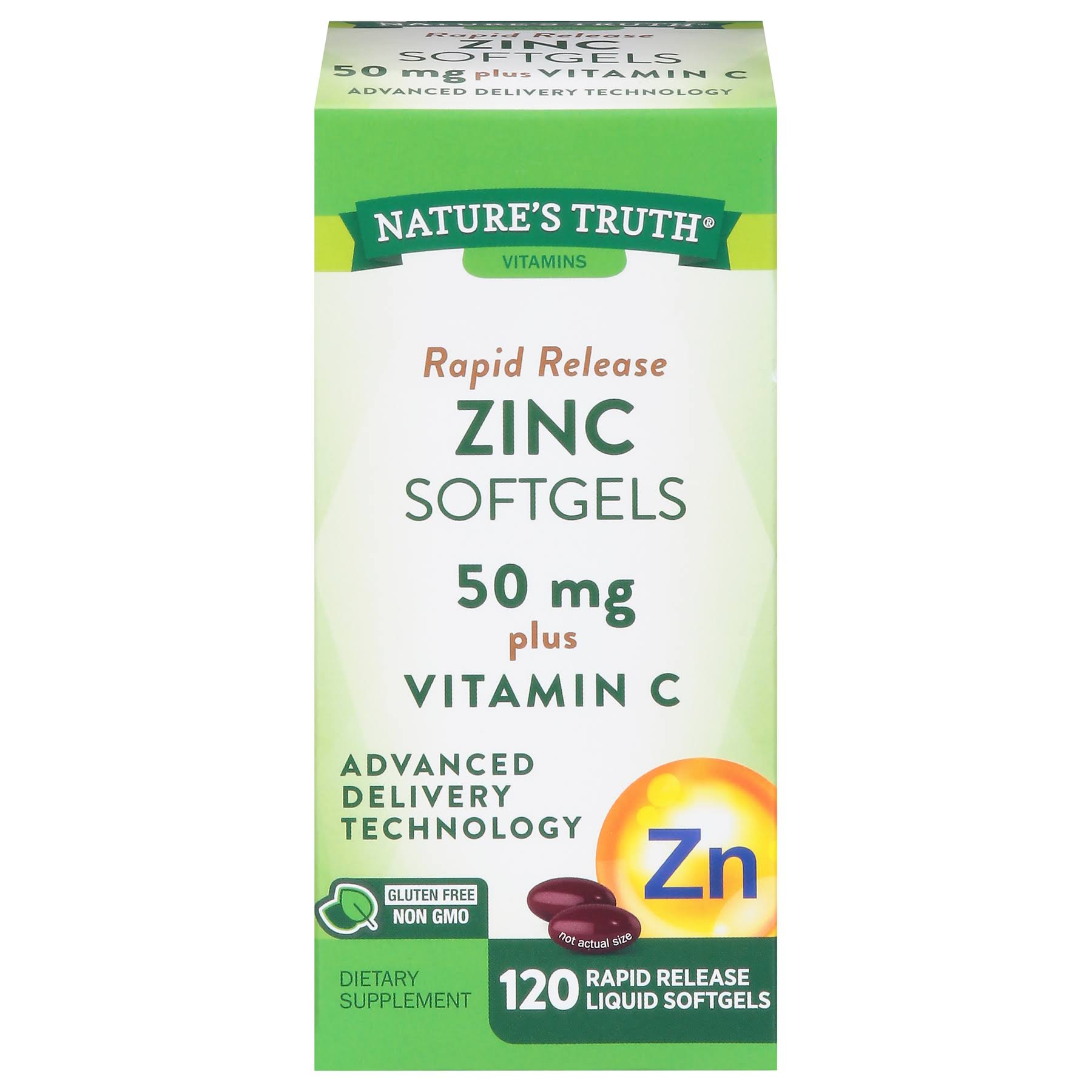 Nature's Truth Zinc Plus Vitamin C 50 mg Softgels (120 ct)